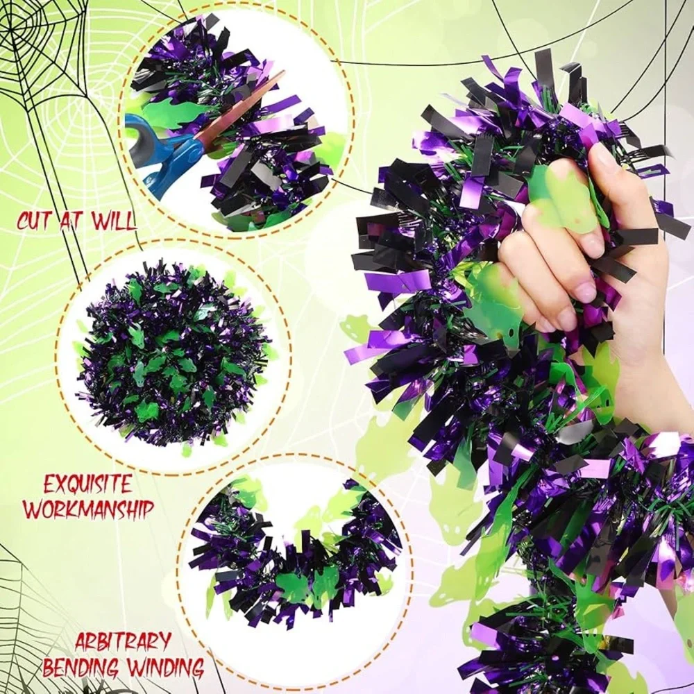 Halloween Garland Ghost Holiday Metallic Tinsel Twist Hanging Party Decorations